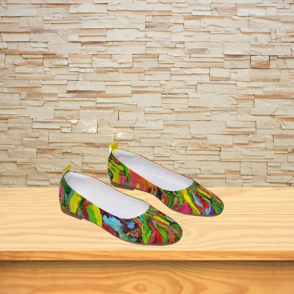 Flat Leather Comfortable Round Toe Slip Shoes African Tree Collection
